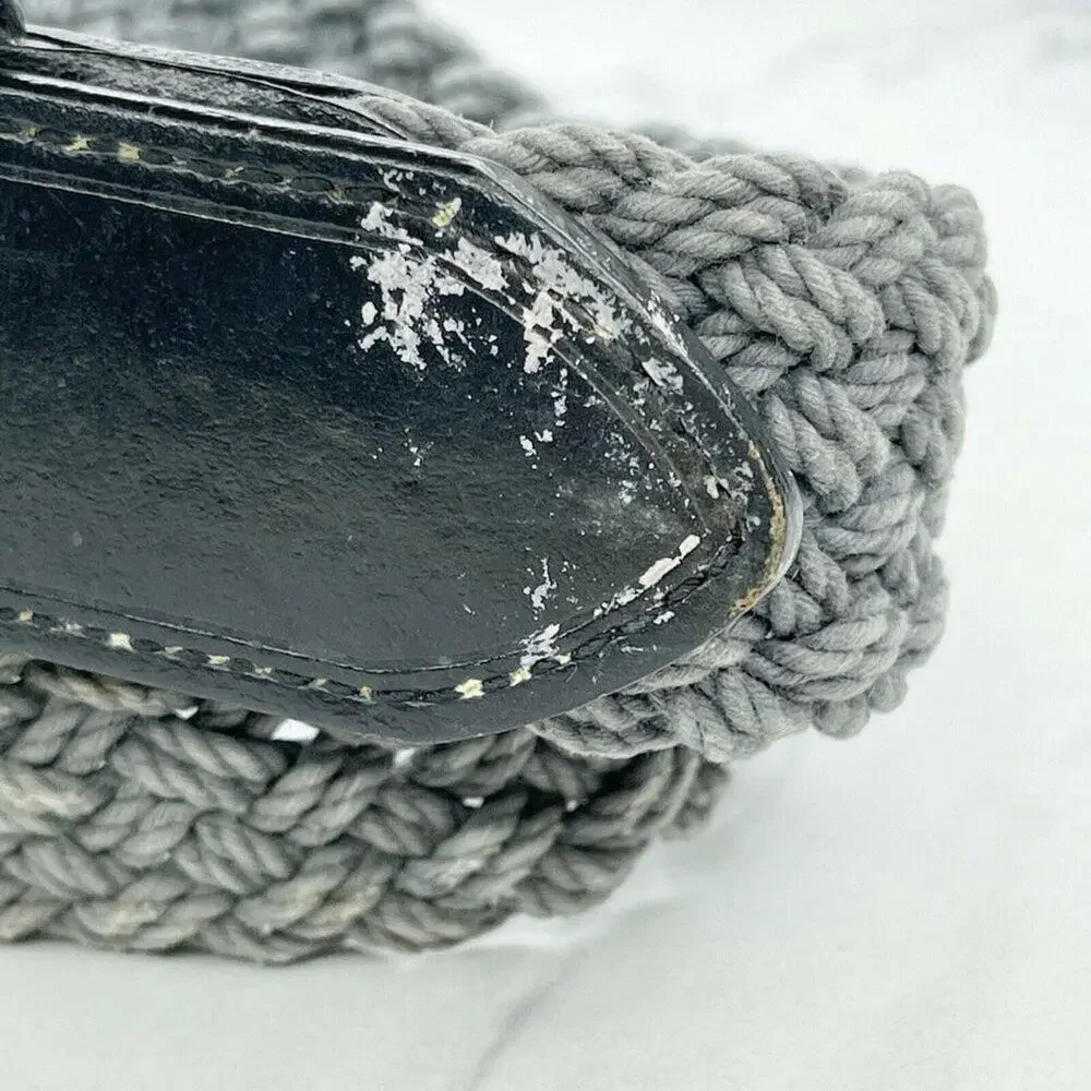 Nautica Distressed Blue Braided Woven Genuine Leather Trim Belt Size 32 Mens